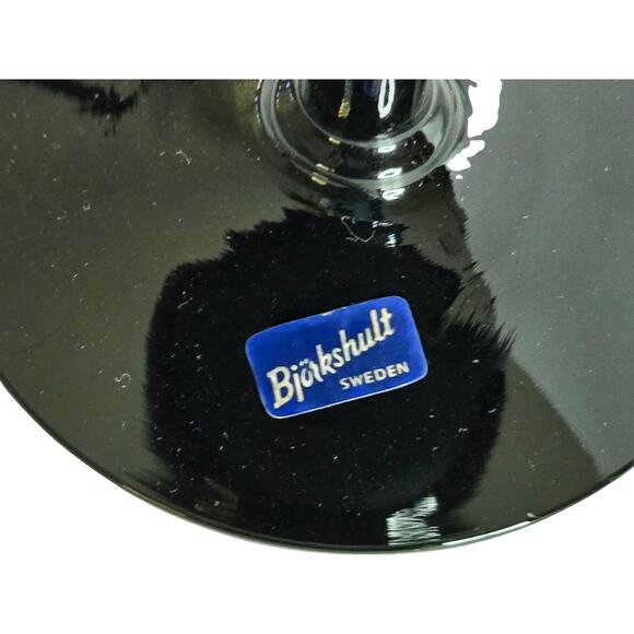 Swedish Black Crystal Champagne Coupe Glass Bjorkshult Scan Hans Christia Wagner - Picture 9 of 12